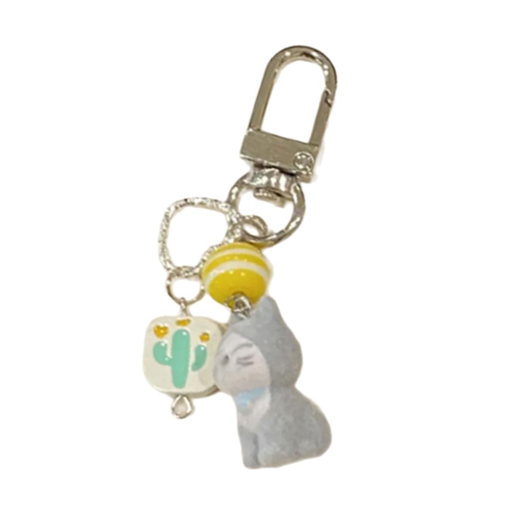 Flocking Yellow Duck/Cat/Koala/Dog Keychain Comfortable Feel Animal Animal Pendant Keyring Accessory for Bags and Phones