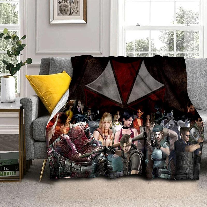 Pătură pentru jocuri 3D R-Resident Evil pentru jocuri, pătură moale pentru acasă, dormitor, pat, canapea, picnic, călătorie, birou, odihnă, pătură pentru copii