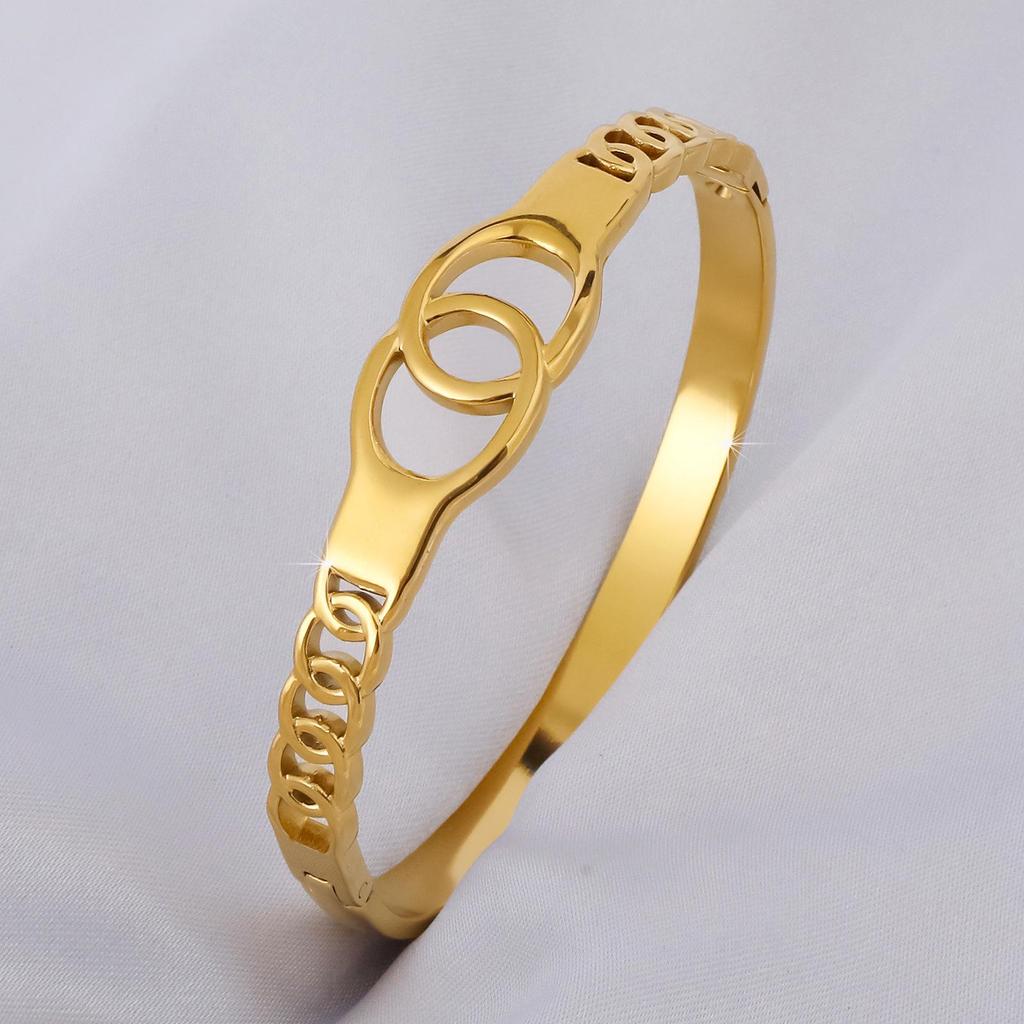 Cross Europe Minimalist Hollow Letter Stainless Steel Bracelet - INS Style