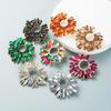 Elegant Alloy Sunflower Earrings With Colorful Rhinestones For Women Party Wedding Daily Wear