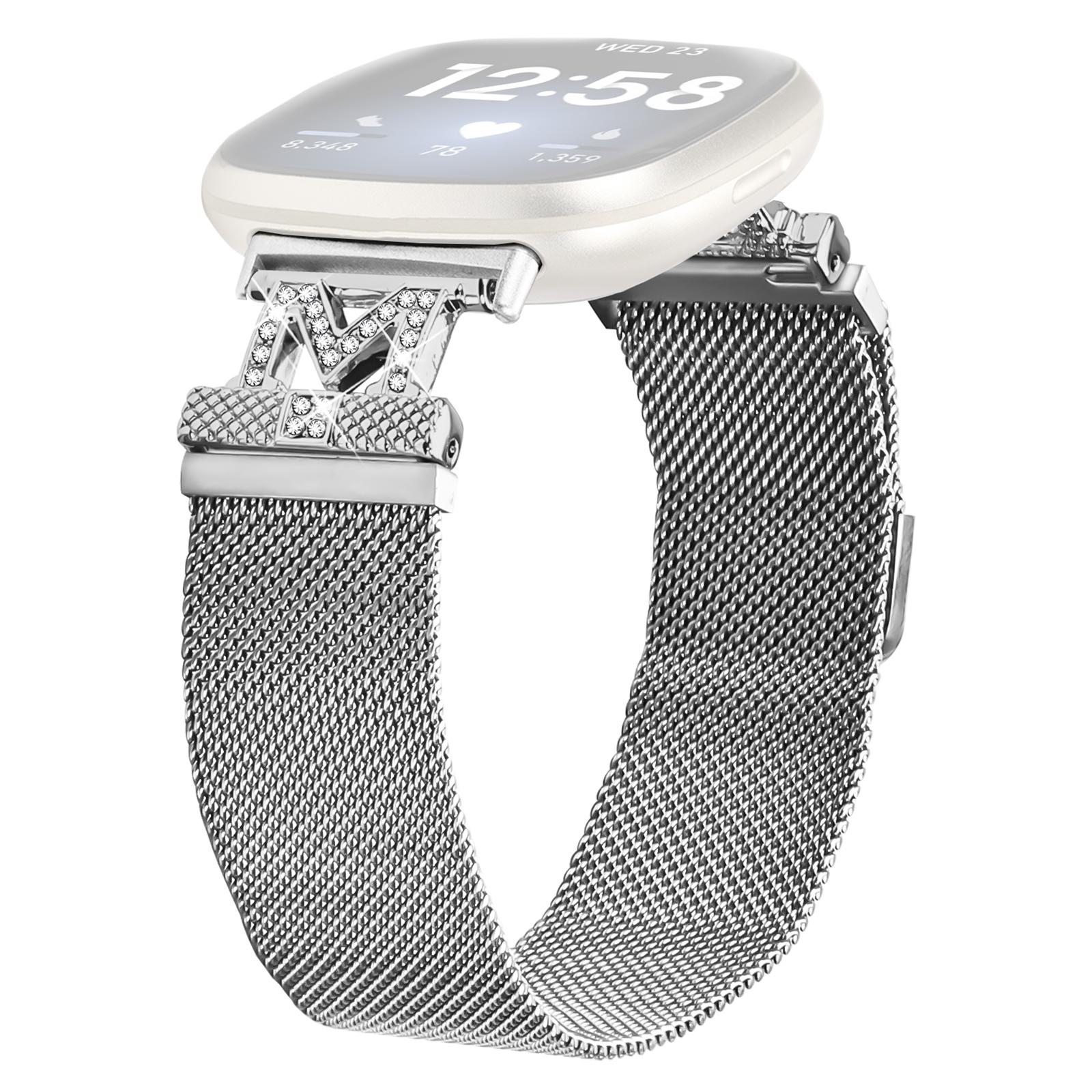 

Для Fitbit Versa 4/Sense 2 Браслети з нержавіючої сталі Міланський ремінець для годинника M-типу Срібний ремінець на зап ястя As shown A