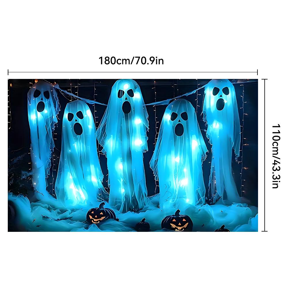 1pc Cute Scary Halloween Party Backdrop Ghost Pumpkin Skull for Halloween Party Decoration Dustproof Banner Photo Background