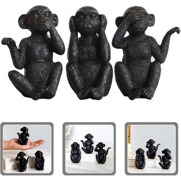 3pcs Resin Monkey Figurine Cute Animal Statues for Desktop Decor Creative Monkey Ornaments for Home Office Library and Shop Unique Present Idea
