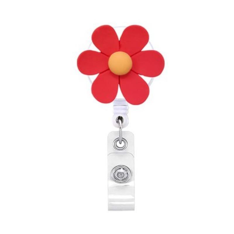 Resin Shiny Flowers Retractable Easy-to-pull Buckle Rotating Easy-to-pull Certificate Buckle Nurse Scroll Badge