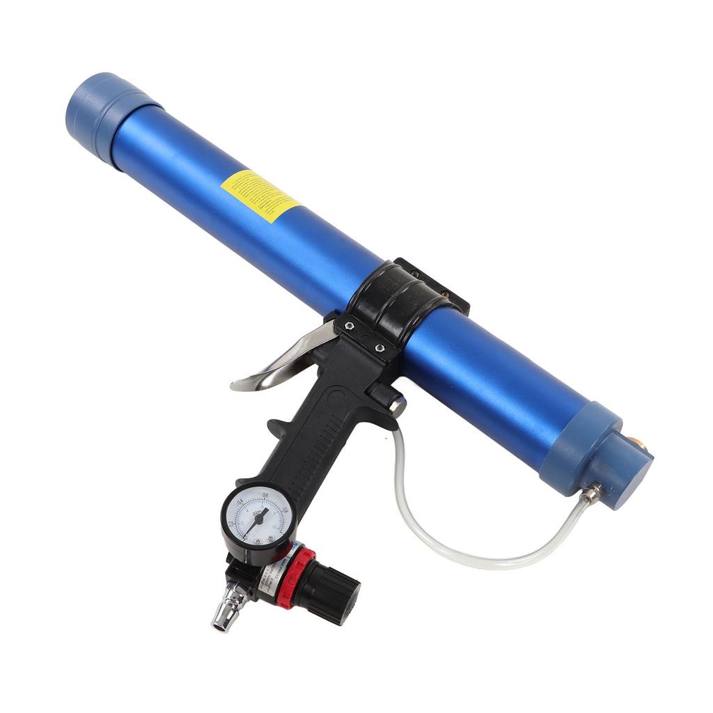 14in Pneumatic Glass Glue Gun with Pressure Gauge Adjustable Speed Sealant Soft Glue Tool 600ml