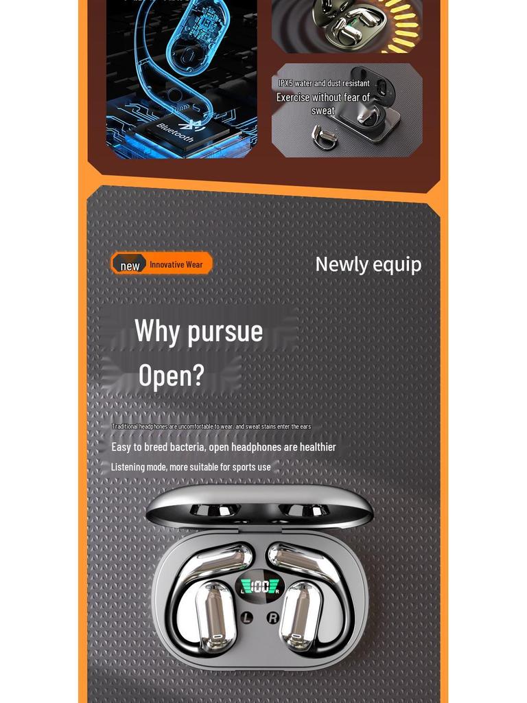 Q16 Open-Ear Bluetooth Earphones: AI-Enhanced, Wireless & In-Ear Design