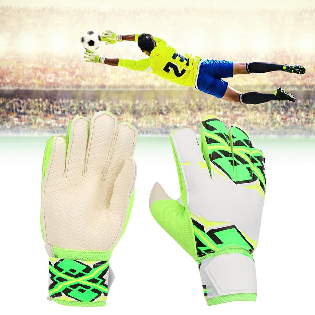 PU Green Teenager Adults Thicken Professional Football Soccer Goalkeeper Goalie Gloves Fingers ProtectorGreen #7
