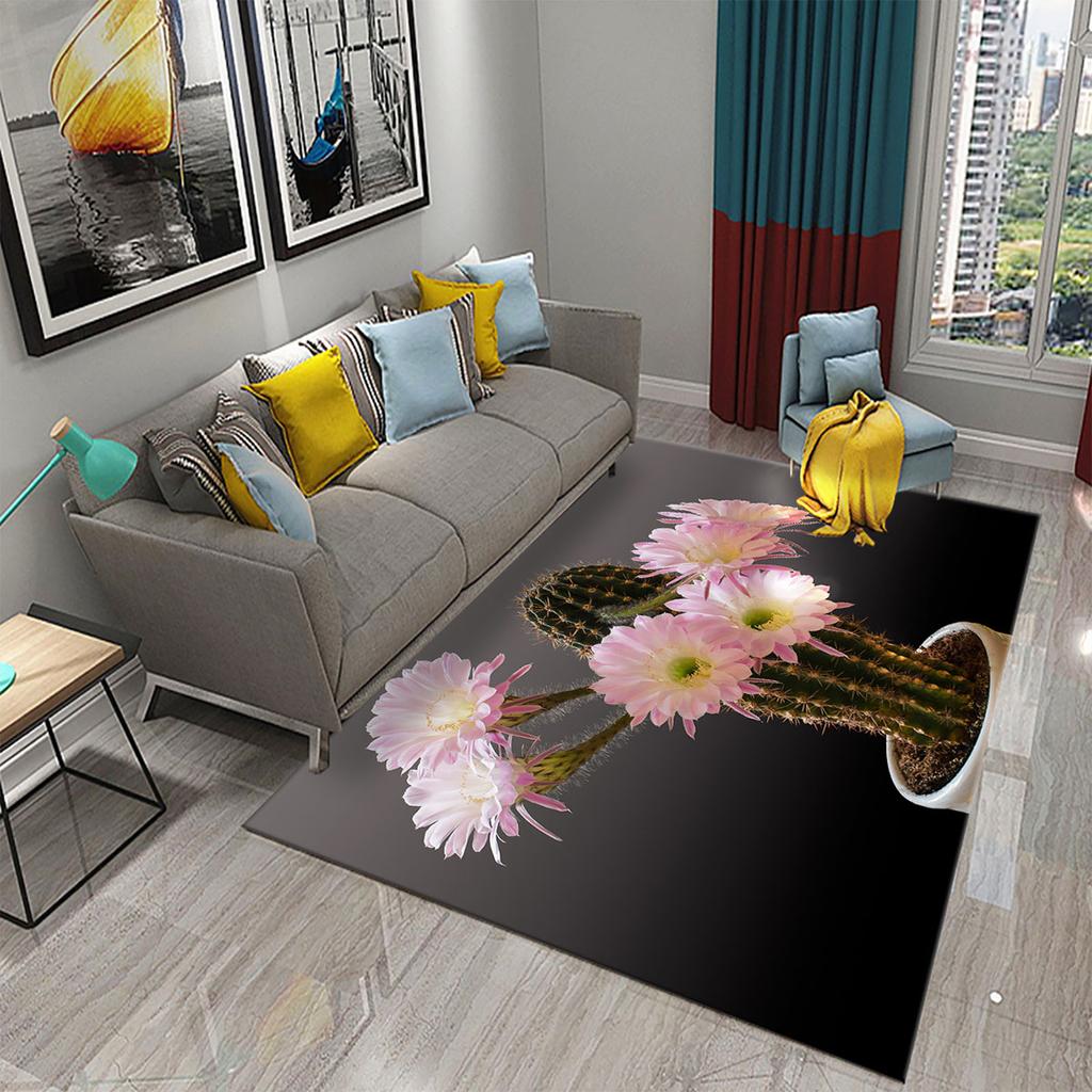 3D Cartoon Cactus Carpet for Kitchen Anti-slip Mat Gift Modern Living Room Balcony Bedroom Bathroom Carpet Door Hallway Area Mat