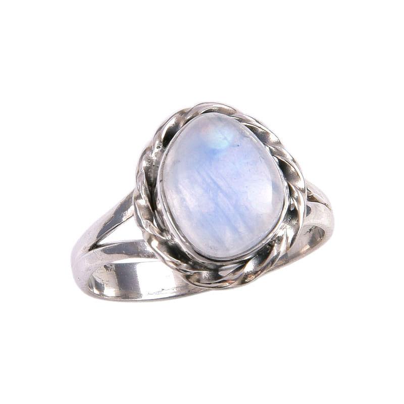 Natural Rainbow Moonstone Gemstone Handmade 925 Solid Silver Gift Ring S.8 m5P04