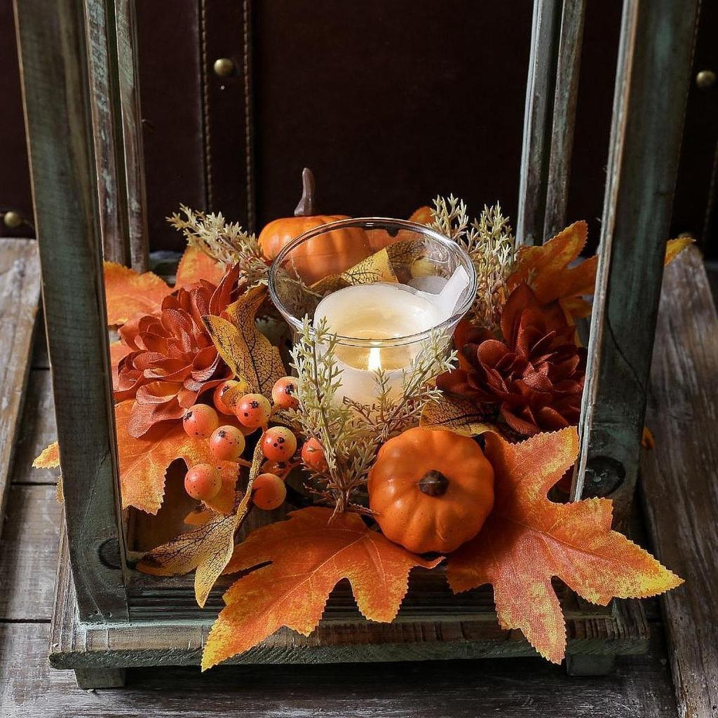 Candle Holder Round Decorative 9.8 inch Decor Garland for Celebration Dining Room Thanksgiving