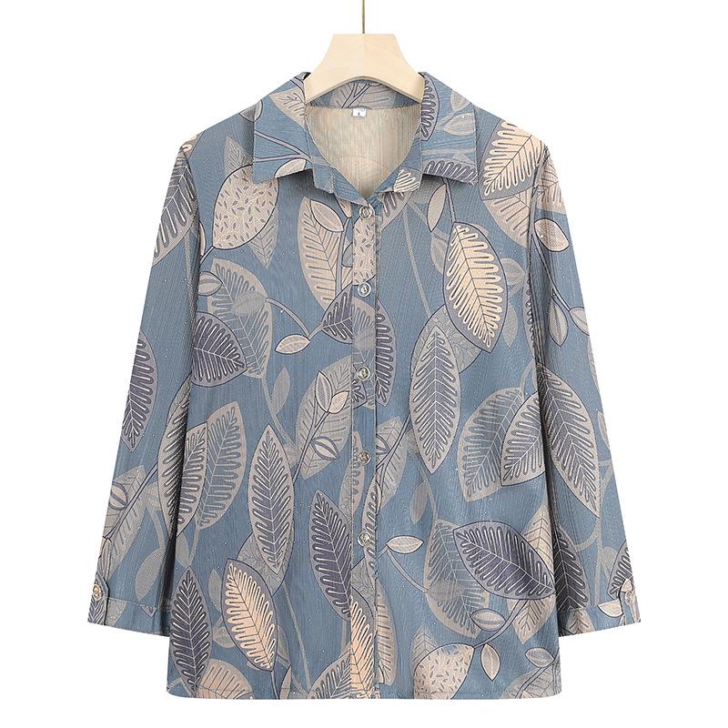 Sezonowa koszula z długim rękawem dla babci dla kobiet w wieku 60-70 lat