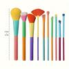 Ein Set mit 10 ultraweichen Regenbogen-Make-up-Pinsel, darunter Puder-, Lidschatten-, Rouge-, Augenbrauen- und Lippenpinsel