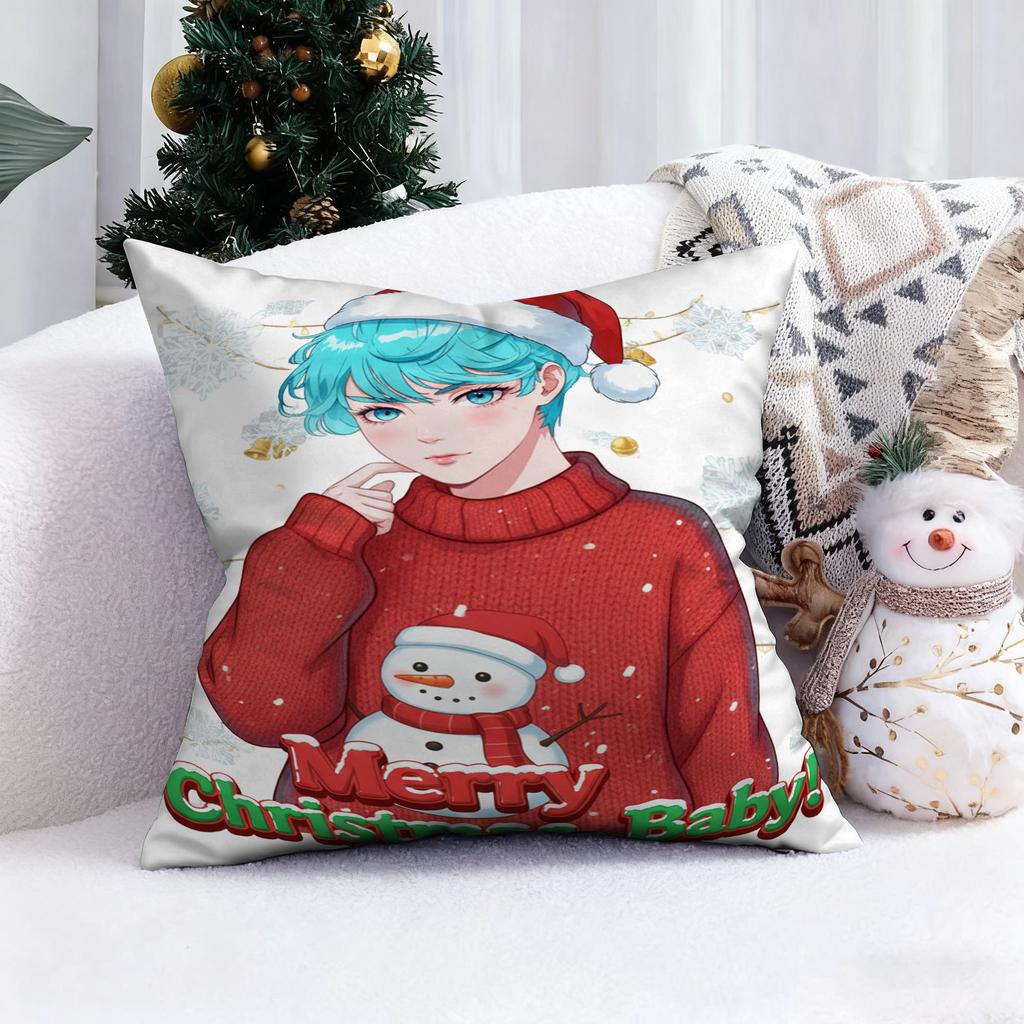 KPop Demon Hunters Christmas is cute and fun!Three girls and cute cats in the same frame pillowcase fashion home decoration