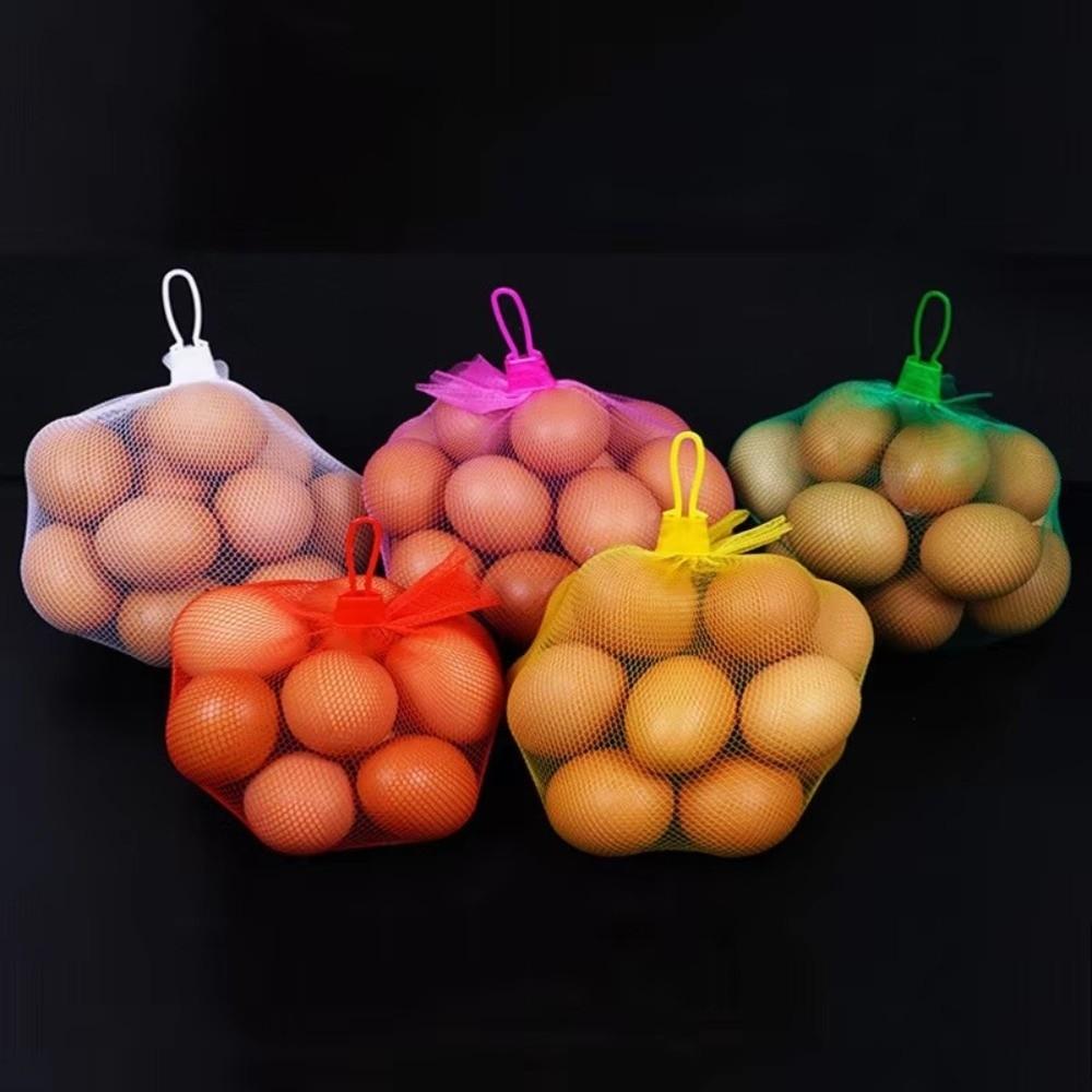 100Pcs Pack Egg Net Bag With Buckles Drawstring Closure Plastic Egg Bag Breathable Multi-Purpose Reusable Produce Bags