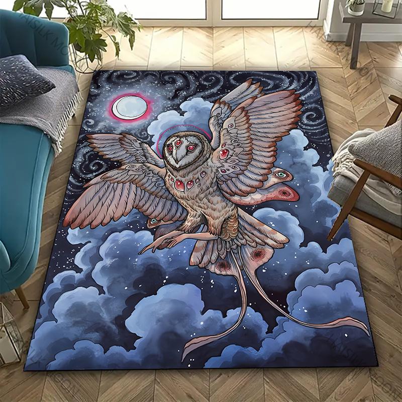 3D HD Printing Owl Print Rug Carpet for Bedroom Living Room Decor Area Rug for Sofa Washable Floor Mat Coffee Table Special Gift