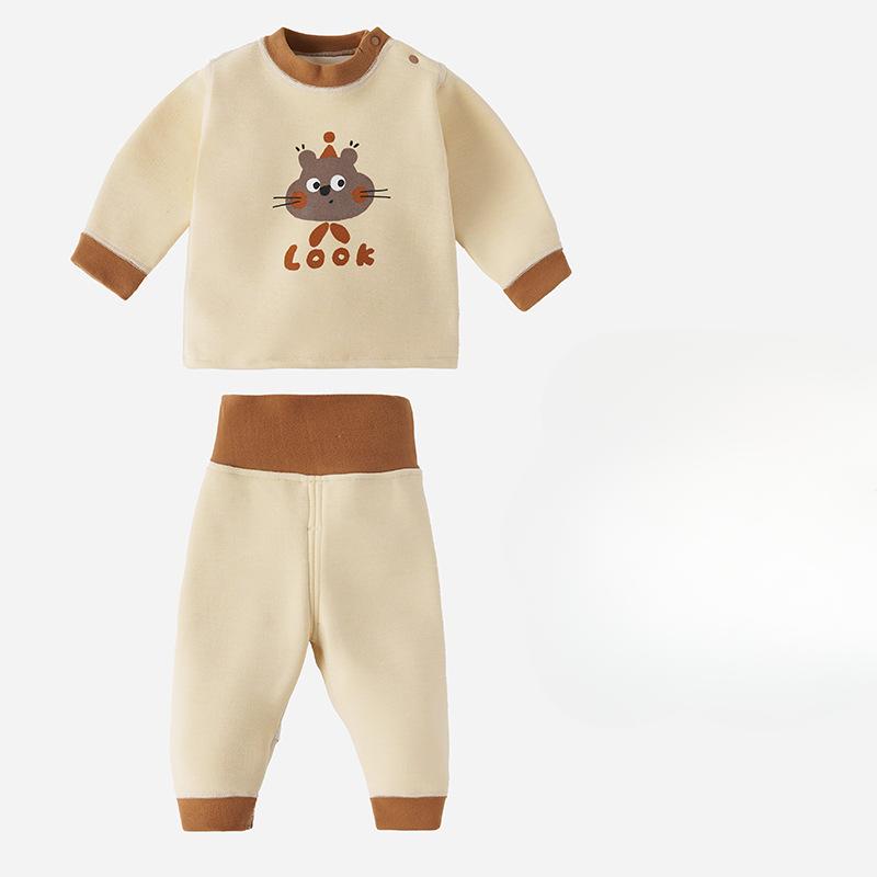 

Зимнее бархатное утолщенное детское термобелье, корейская пижама для младенцев и маленьких детей, милый комплект домашней одежды 80