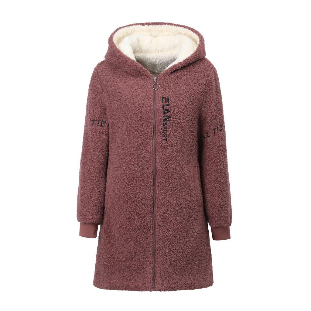 Women's Lamb Wool Winter Coat: Stylish, Warm Hooded Jacket for Middle-aged & Elderly