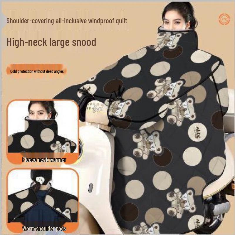 Extra Large Thick Windproof Winter Cape for Electric Vehicle Windshield with Full Neck Protection