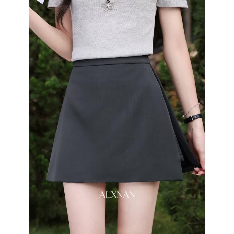 Women s Faux Two-Piece A-Line Short Skirt M
