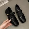 Mary Jane Metal Fairy Ladyshoes 2025 Retro Flat Bottom Black Light Mouth New Ballet Single Shoes Small Fragrant Wind