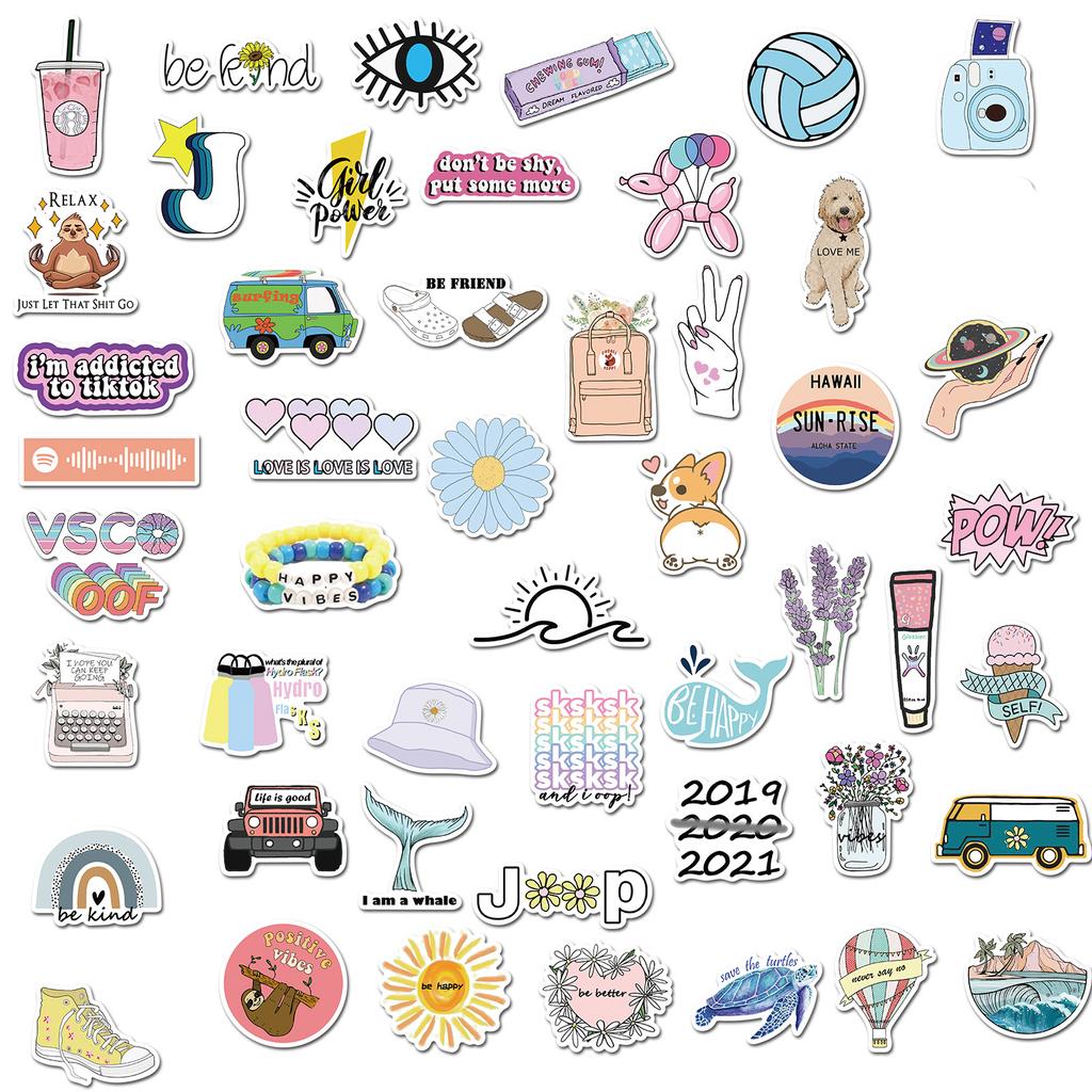 100 Cartoon Fresh Graffiti Stickers Mobile Phone Skateboard Suitcase Waterproof Without Glue Stickers