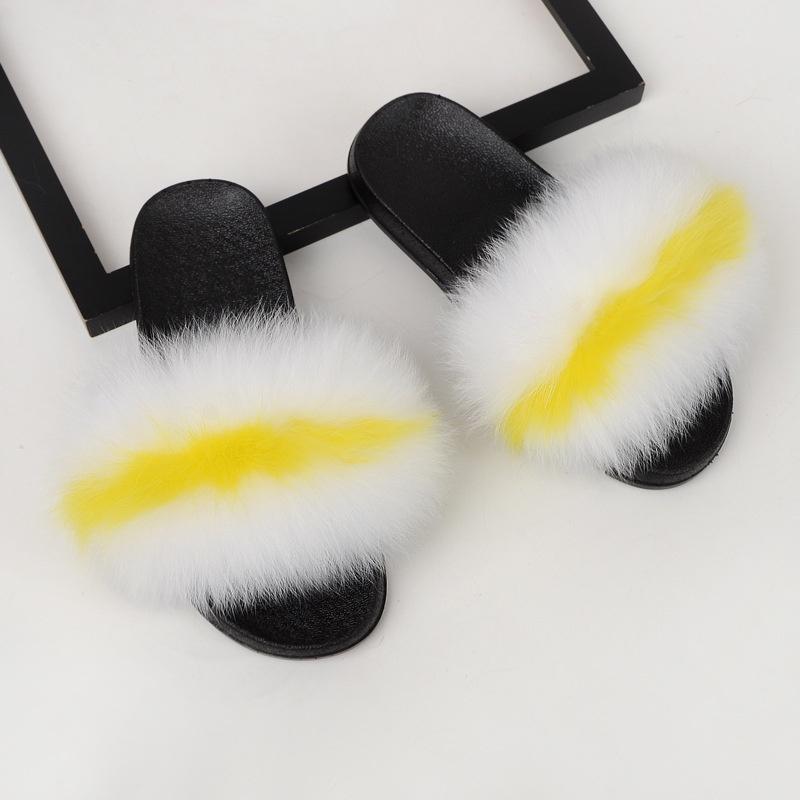 New Girls Fur Slippers Sandals Shoes Soft Luxury Women Lady Slides