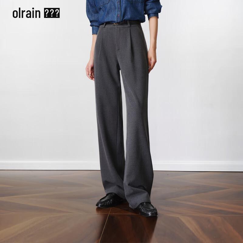 

Olrain Women s Brushed High-Waist Straight-Leg Commuter Pants L