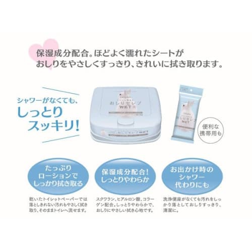 Bulk Purchase: Flushable Oshiri Celeb Wet Unscented Baby Wipes, 60 Wipes (8 Refills)