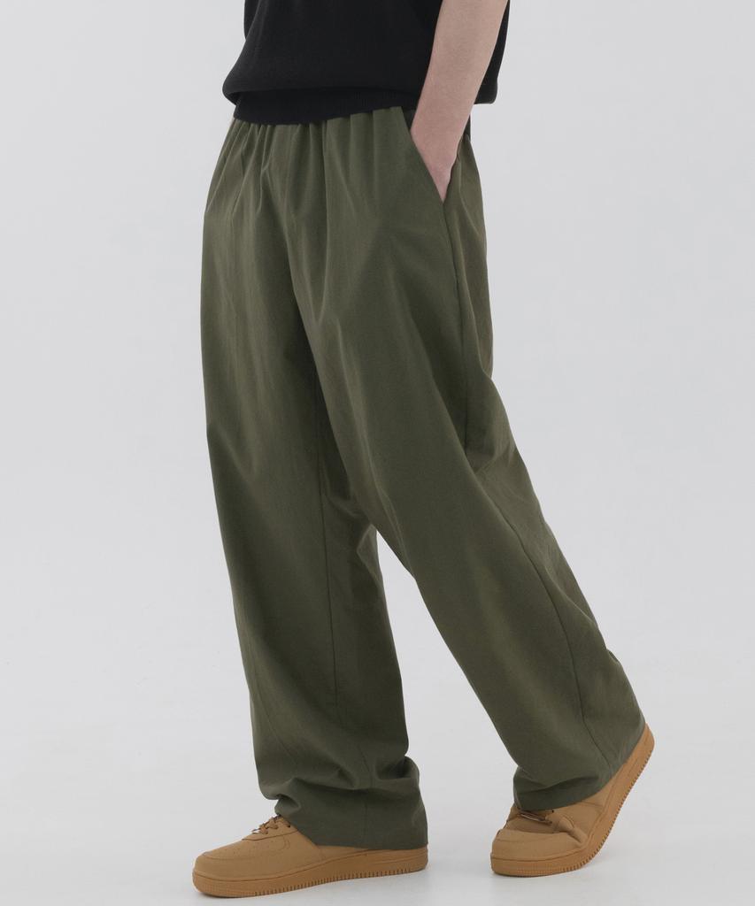 PIANER Linen-Like Semi-Wide Pants (Khaki)