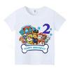 Children's Cartoon Paw Patrol Cotton T-shirt, Numbers 1-9, Short Sleeve, European and American Style