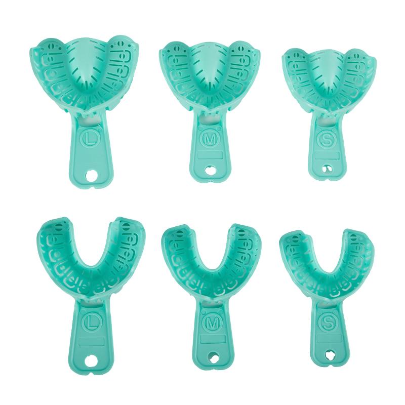 6 Bucăți Tavă pentru Implante Dentare Verde Tavă Mucegai Parțială Detașabilă pentru Întregul Gura Ușor de Pliat Baffle Plastic S/M/L