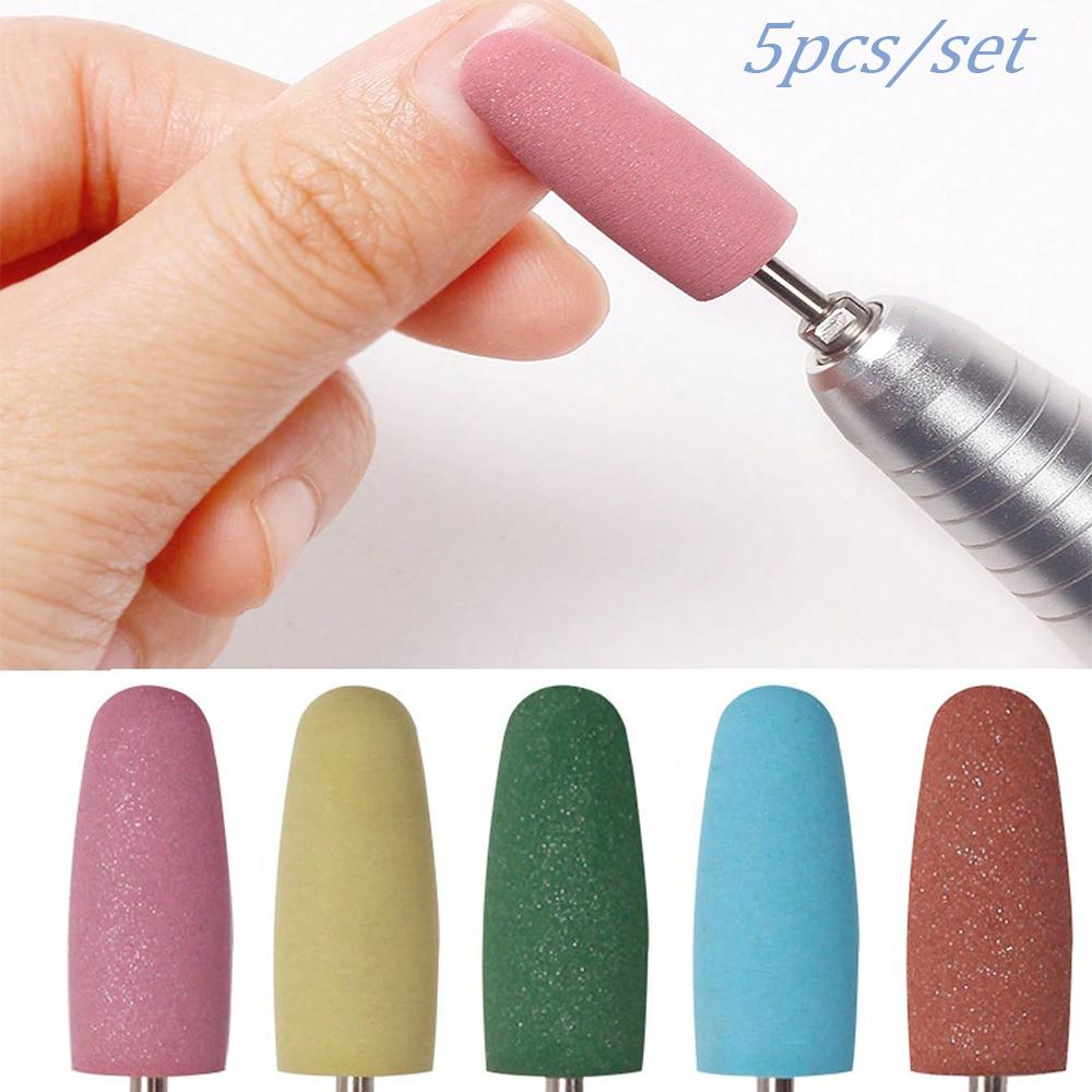 

5pcs Rubber Nail Drill Bit Manicure Drills Electric Rotary Milling Cutter Polishing Tools Cuticle Clean File For Salon Manicure