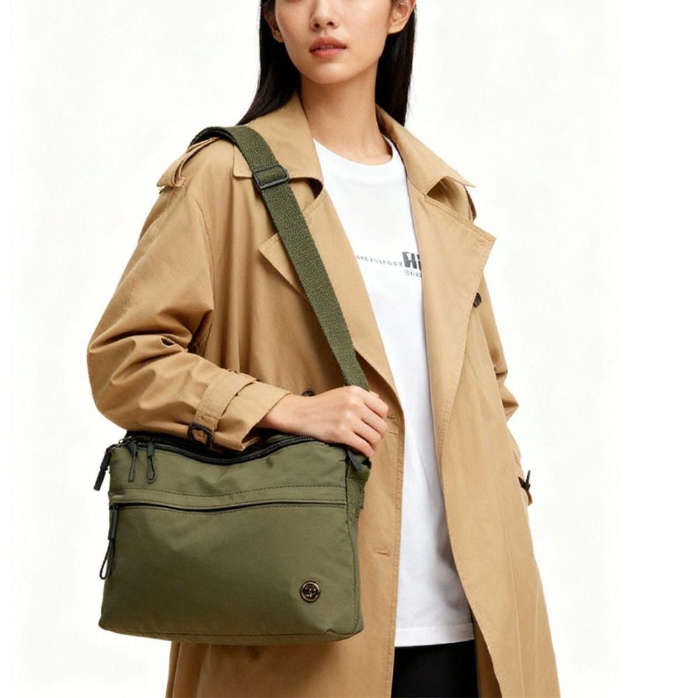 New Nylon Shoulder Bag Large Capacity Adjustable Wide Strap Messenger Bag Zipper Closure Women's Handbag for Women