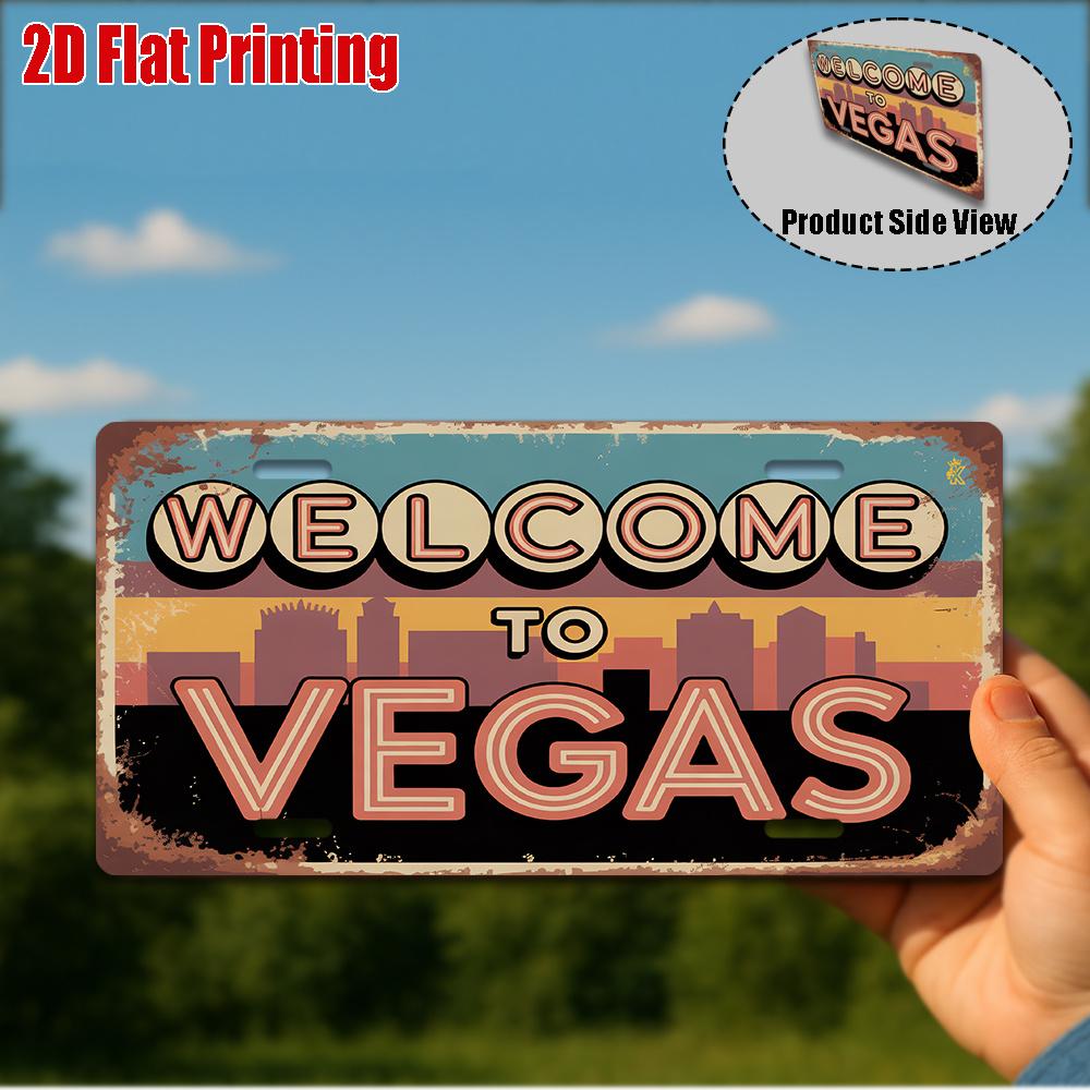 D Flatpc Vintage Metal Sign Only for Decoration Outdoor Wall Art ( ) WELCOME To VEGAS Aluminum Sign Bar Decor