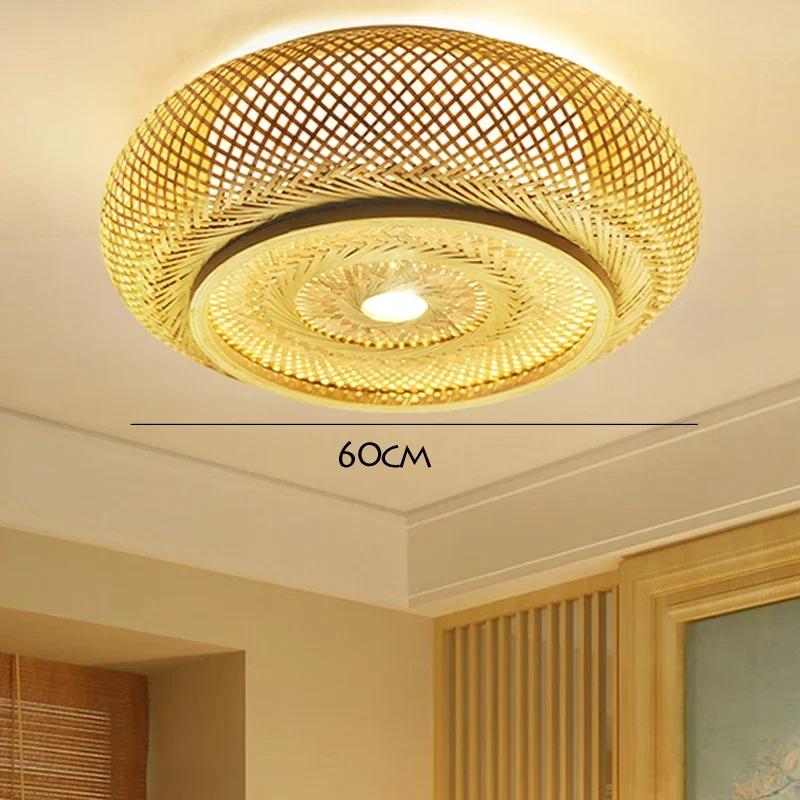 Rattan Flush Mount Ceiling Lights Fixture Boho Handmade Ceiling Chandelier Home Decorative for Bedroom Kitchen Foyer