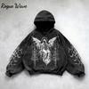 Felpa con cappuccio RogueWave Heavy Washed da uomo Y2k Abbigliamento gotico Retro Streetwear Motivo Pullover casual alla moda per uomini Harajuku
