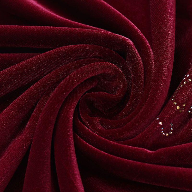 Spring Autumn Women's Plus Size Velvet Blouse Loose Embroidered Long Sleeve Pullover Blouse