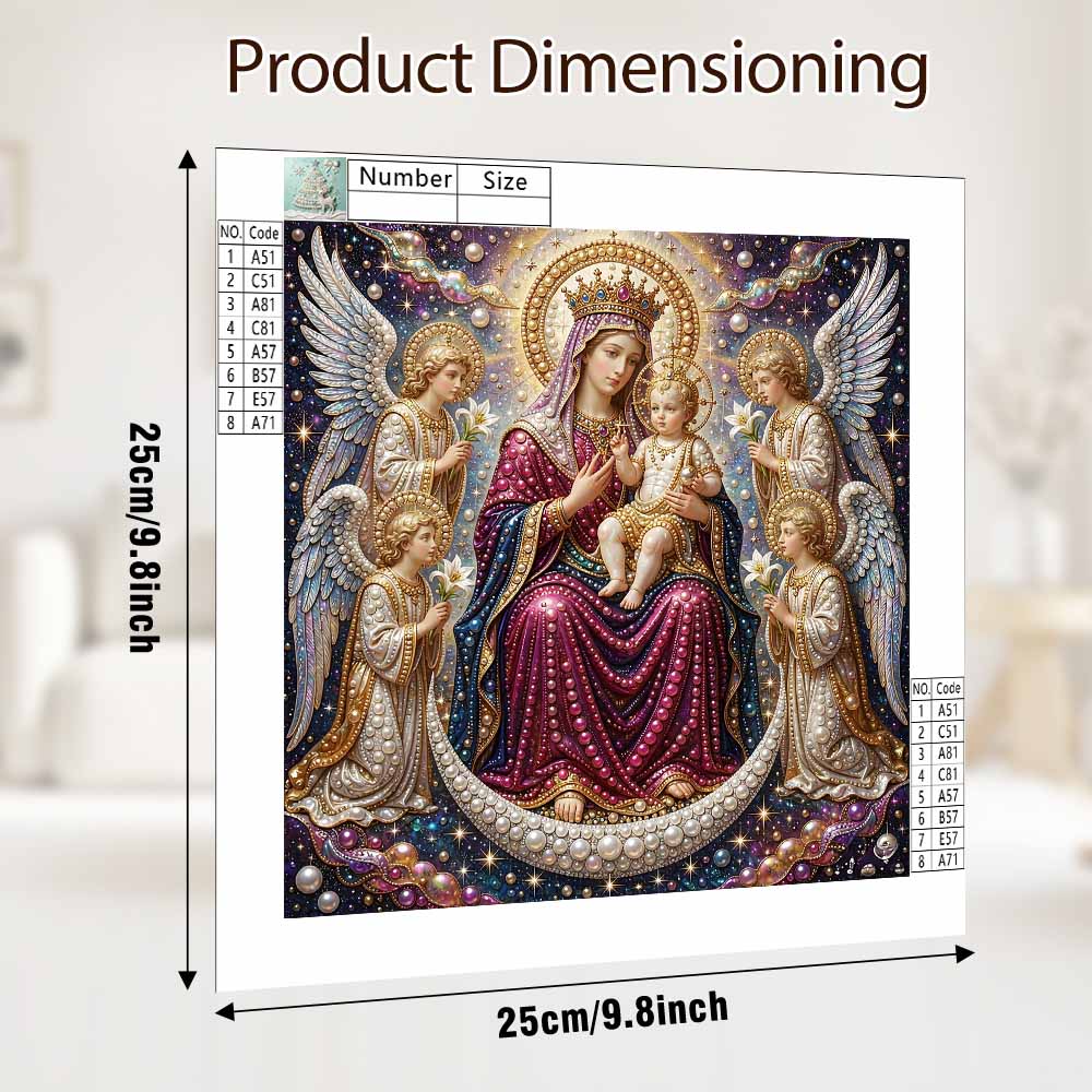 Pearl Painting 5D DIY Decorative Painting. Holy Mother and Angels Religious Art. Cute Birthday Gift. Handmade Craft Art Painting