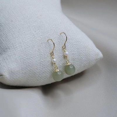 Handmade Hetian Color Cheongsam Pearl Earrings with Ear Hooks - Elegant and Fresh Mosquito Coil Ear Clips for Women