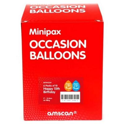 Amscan Minipax Box 6th Birthday Balloons (Pack of 6)