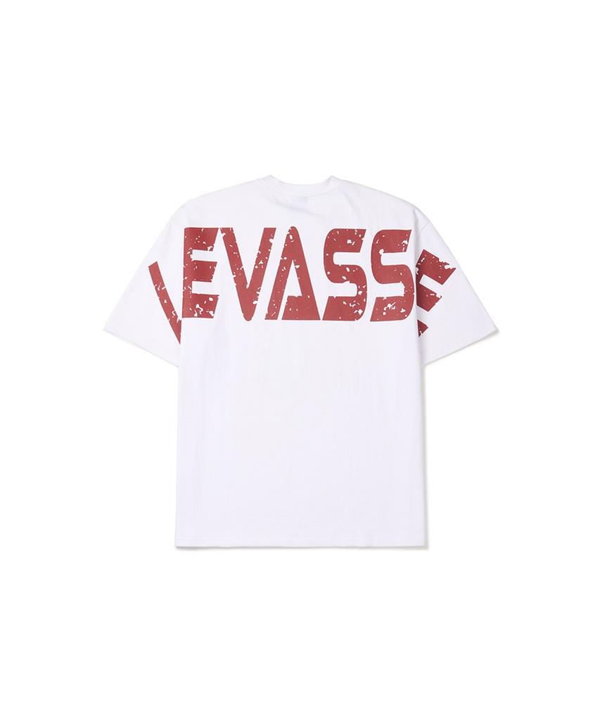 Leubase Old School Bag Dark Red Logo Oversized Short Sleeve T-Shirt_White