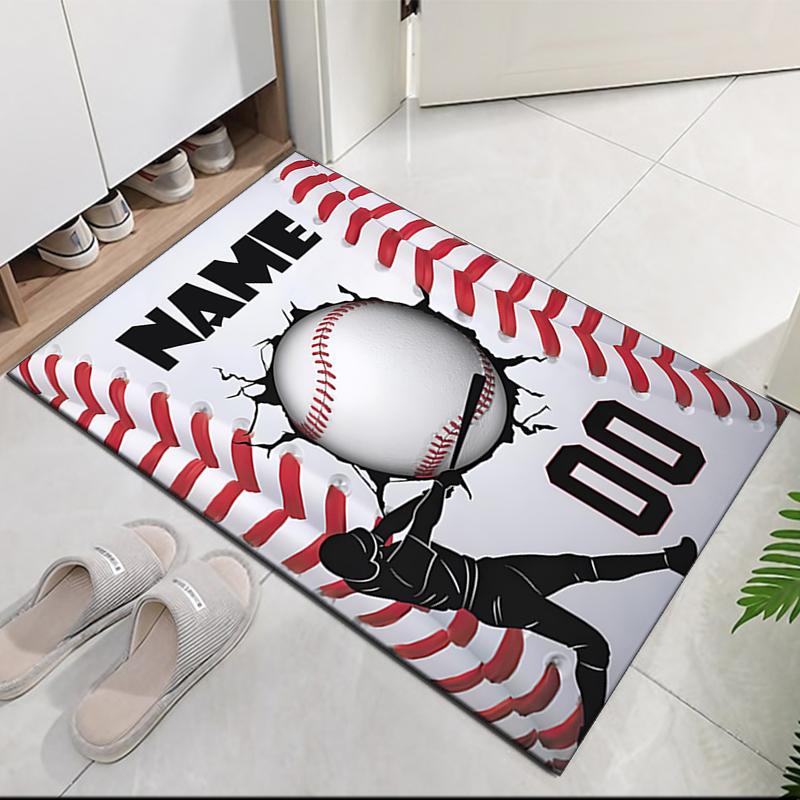Custom Name Baseball Printed Carpet, for Office Chair Living Room Bedroom Kitchen Room Decor Gifts.