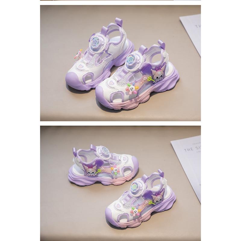 Children's Closed-Toe Sandals Stylish Kuromi Pattern Princess Shoes for Girls, Toddler & Youth Sport Sandals, Student Footwear