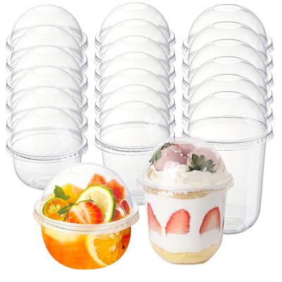 250/360/500ml Disposable Salad Cups Transparent Plastic Dessert Cups Container With Dome Lids For Ice Cream Cupcake Coffee Party