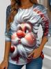 Women's Santa Claus Printed Christmas Theme Crew Neck Long Sleeve T-shirt