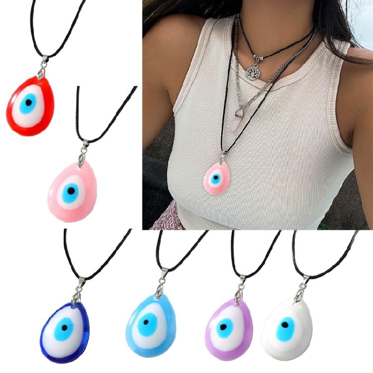 Trendy Blue Eye Necklace Eye Catching Resin Charm Necklace Pendant Necklace