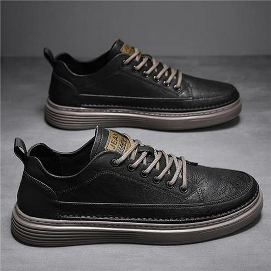 

Мужские черные кожаные туфли в стиле business casual - британский стиль, с бархатной подкладкой для тепла осенью/зимой, без носка 39