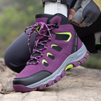 Botas Femininas Botas de Couro Femininas Botas de Caminhada Impermeáveis Antiderrapantes Resistentes ao Desgaste para Montanhismo ao Ar Livre Caminhada Cross Country
