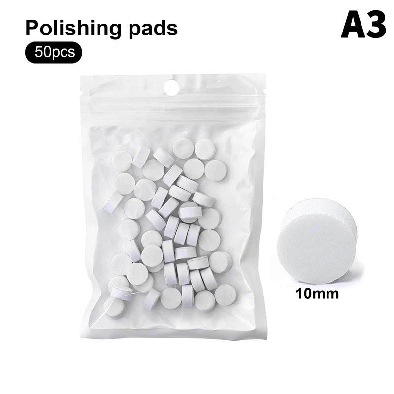 50pcs 10 Mm Self-Adhesive Replaceable Sponge Buffing Pads Stainless Steel Disk For Pedicure Polish Accessories