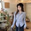 POLO Neck Pleated Slim Top Women's French Solid Casual Irregular Tops Vintage Harajuku Korean Y2k Top Spring and Summer